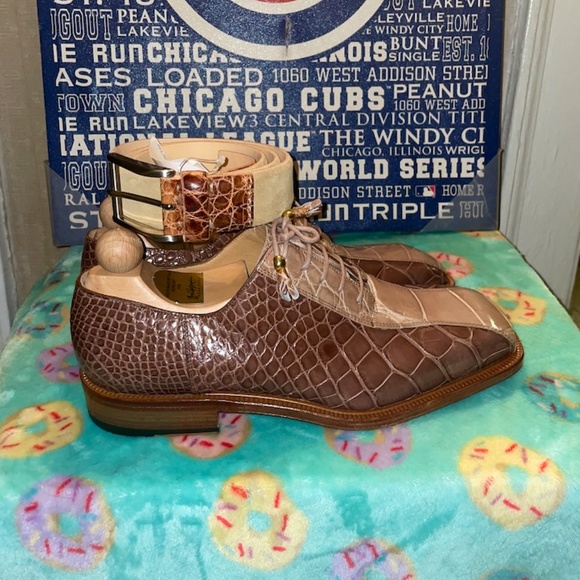 Fennix Italy Alligator shoes SZ10 and F&B Italy Suede/Alligator Belt SZ38 - Picture 1 of 6